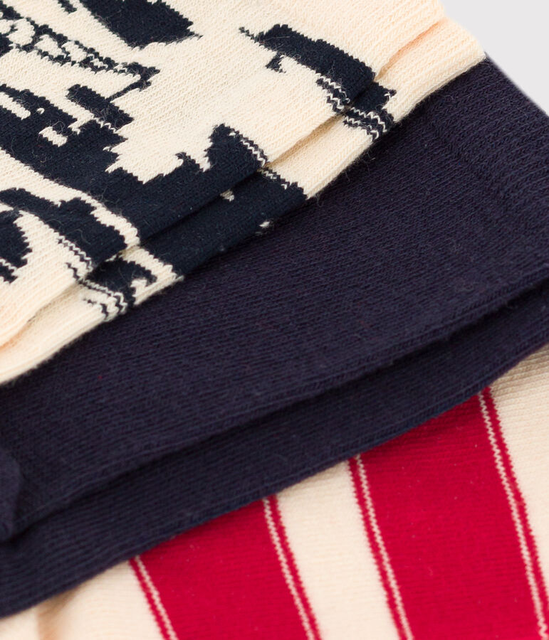 3er-Set Kindersocken auf Baumwolljersey mit Hafenmotiv vielfarbig