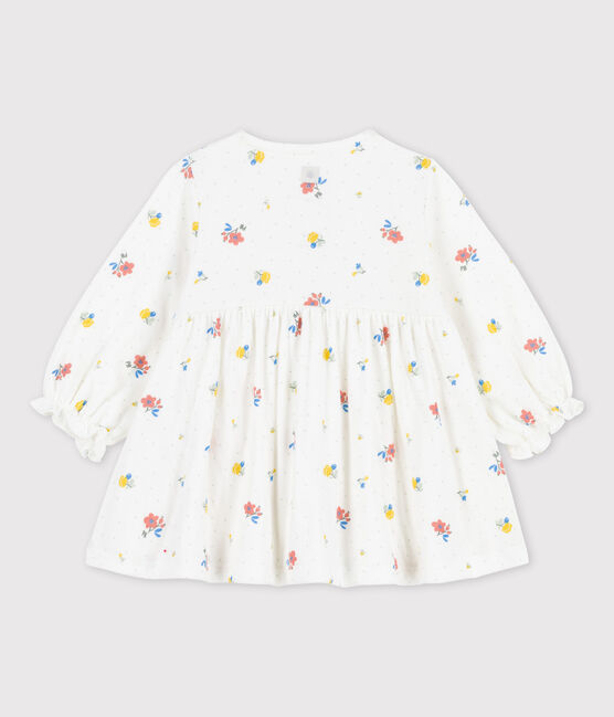 Babykleid aus Bio-Doppeljersey mit Blumenmuster. weiss MARSHMALLOW/weiss MULTICO