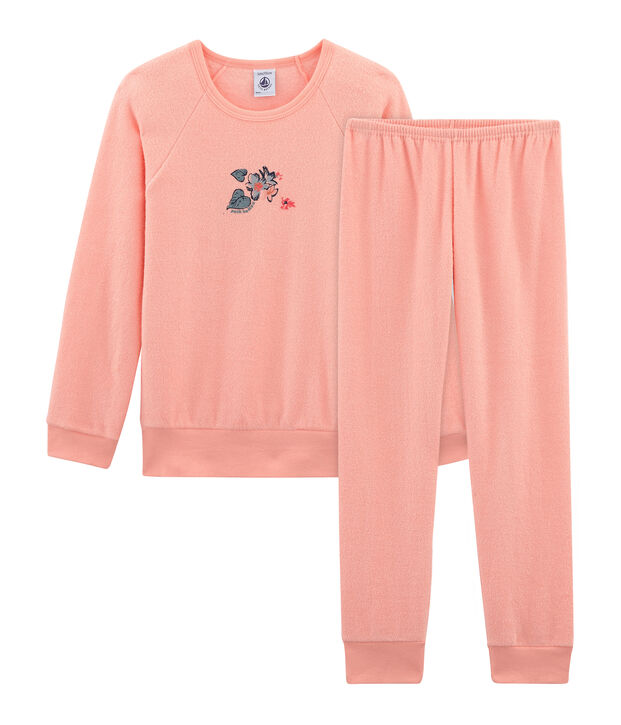 Pyjama aus aufgerautem Frottee f&uuml;r kleine M&auml;dchen rosa