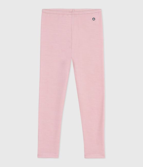 Kinder-Leggings aus einfarbiger Wolle und Baumwolle rosa JOLI