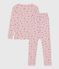 Kinder-Pyjama aus Baumwolle mit eng anliegenden Beinen und Blumenmotiv rosa JOLI/weiss MULTICO