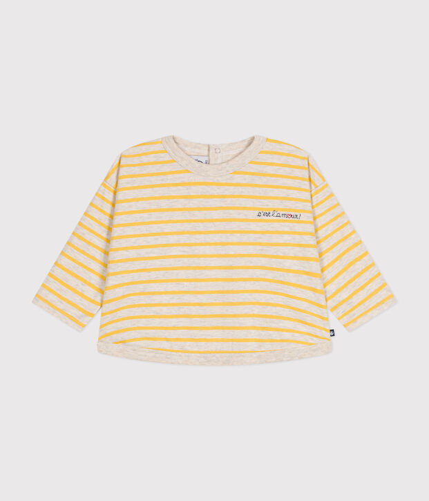 Lang&auml;rmeliges Baby-T-Shirt aus Doppeljersey beige/gelb