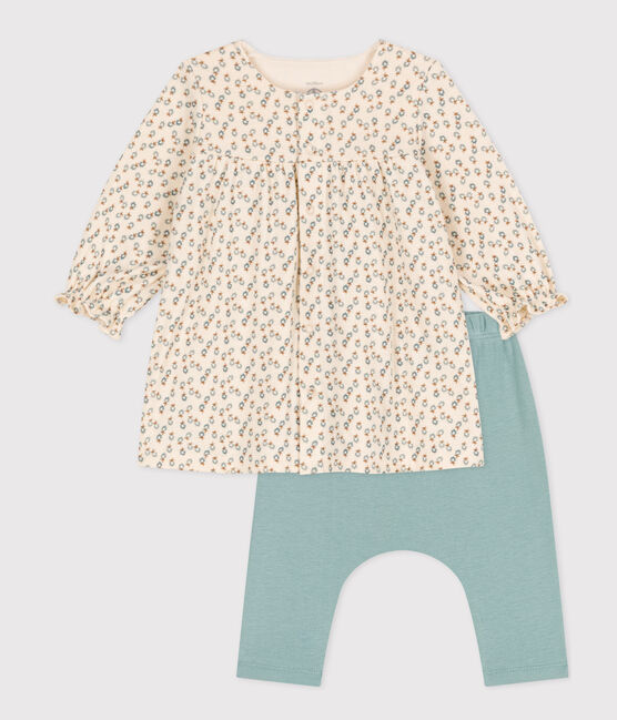 Baby-Kleid und Leggings aus Doppeljersey weiss AVALANCHE/ MULTICO