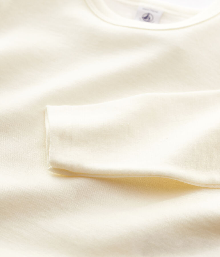 Lang&auml;rmeliges T-Shirt aus Wolle und Baumwolle f&uuml;r Kinder beige