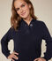 Damen-Pullover mit Stehkragen aus Baumwolle blau SMOKING