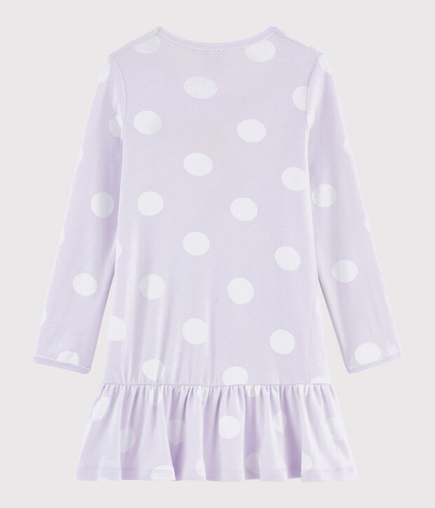 Gepunktetes Nachthemd f&uuml;r M&auml;dchen violett/weiss