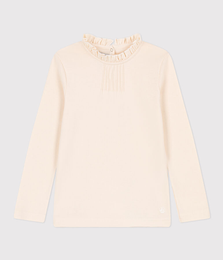 Lang&auml;rmeliges Kinder-T-Shirt aus Baumwolle f&uuml;r M&auml;dchen naturfarben AVALANCHE