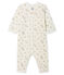 Baby-Strampler ohne Fuß aus Rippstrick für Mädchen weiss MARSHMALLOW/weiss MULTICO