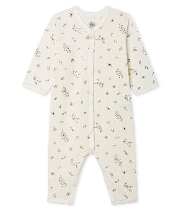 Baby-Strampler ohne Fu&szlig; aus Rippstrick f&uuml;r M&auml;dchen weiss/vielfarbig