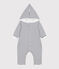 Langer wattierter Baby-Overall aus Baumwolle mit Kapuze weiss MARSHMALLOW/blau SMOKING
