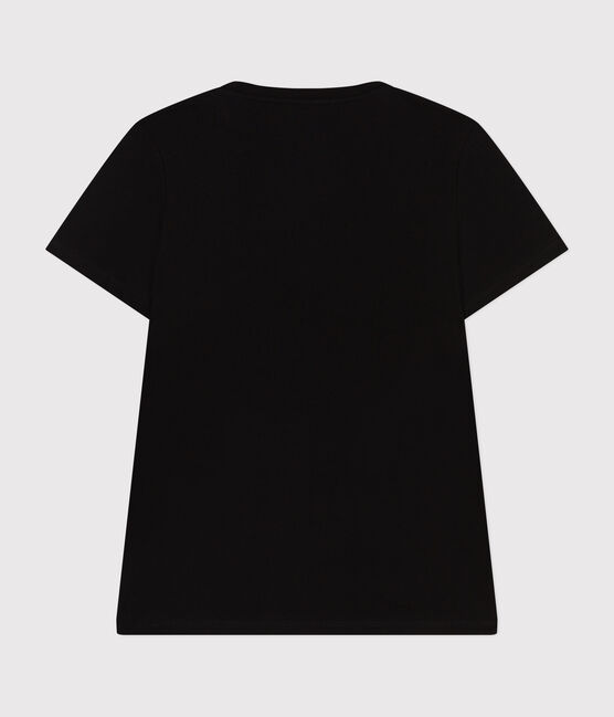 Kurzärmeliges Damen-T-Shirt "Le Droit" mit V-Ausschnitt aus feinem Jersey schwarz BLACK