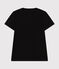 Kurzärmeliges Damen-T-Shirt "Le Droit" mit V-Ausschnitt aus feinem Jersey schwarz BLACK