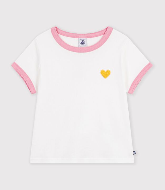 Kurz&auml;rmeliges einfarbiges Kinder T-Shirt weiss