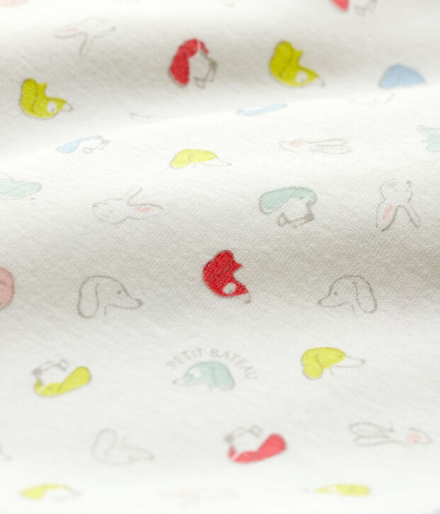 Baby-Strampler aus Bio-Baumwolle mit buntem Welpen-Motiv weiss/vielfarbig