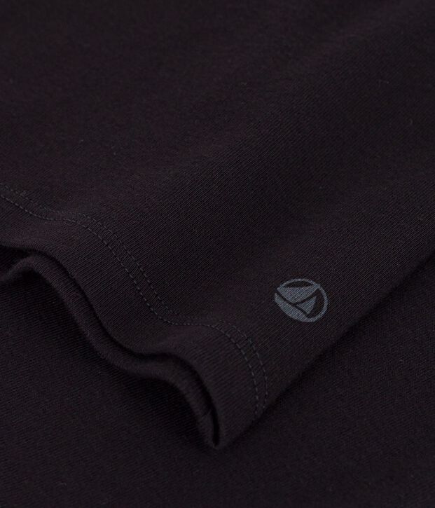 Kurz&auml;rmeliges Damen-T-Shirt L'ICONIQUE aus einfarbigem Rippstrick schwarz