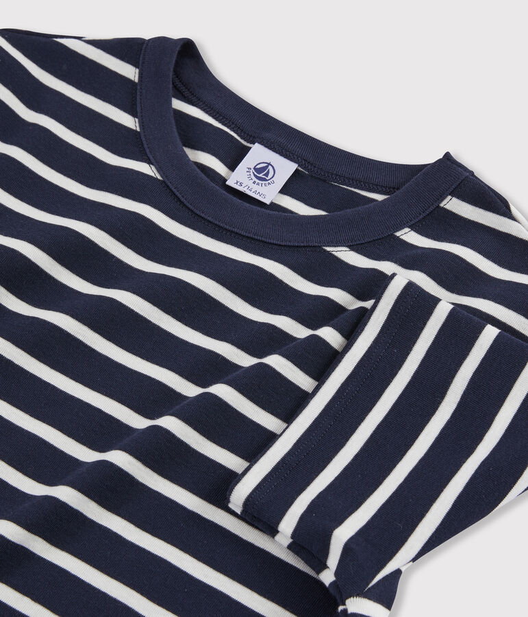 Damen-T-Shirt mit Rundhalsausschnitt blau/weiss