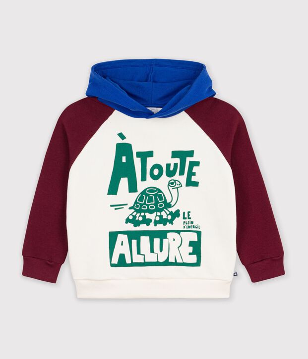 Kinder-Kapuzensweatshirt aus gemusterter Baumwolle naturfarben/vielfarbig