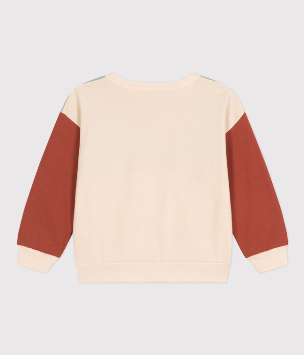 Kinder Colorblock-Sweatshirt aus Molton f&uuml;r Jungen naturfarben/vielfarbig