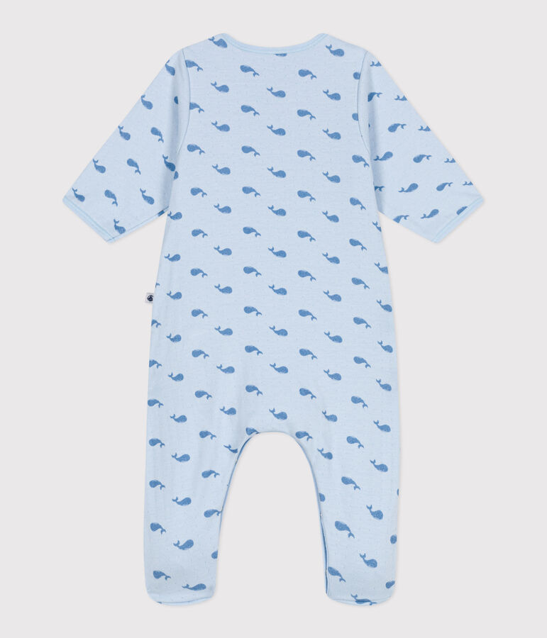 Baby-Bodyjama aus Doppeljersey mit Walen blau/blau