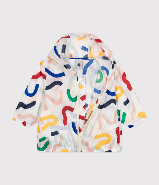 Baby-Windjacke aus recyceltem Polyester mit UV-Schutz weiss MARSHMALLOW/weiss MULTICO