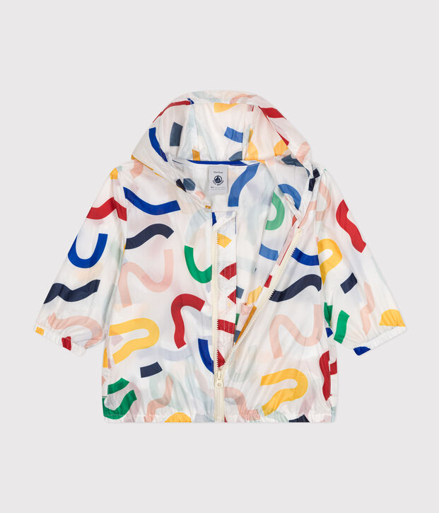 Baby-Windjacke aus recyceltem Polyester mit UV-Schutz weiss/vielfarbig