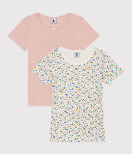 2er-Set kurzärmelige T-Shirts aus Baumwolle mit Blumenmotiv für Mädchen variante 1