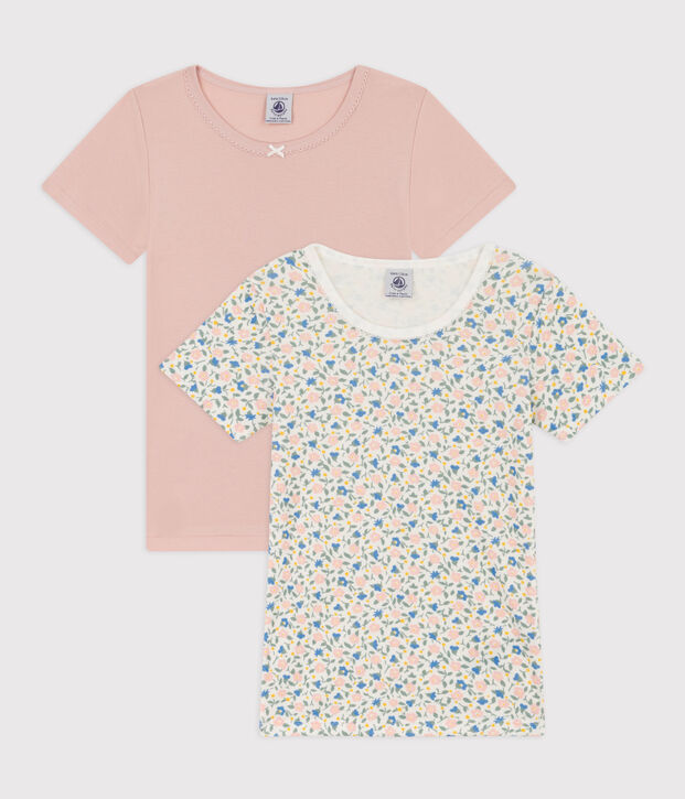 2er-Set kurz&auml;rmelige T-Shirts aus Baumwolle mit Blumenmotiv f&uuml;r M&auml;dchen vielfarbig