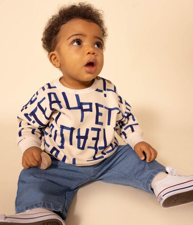 Baby-Sweatshirt aus bedrucktem Molton naturfarben/vielfarbig
