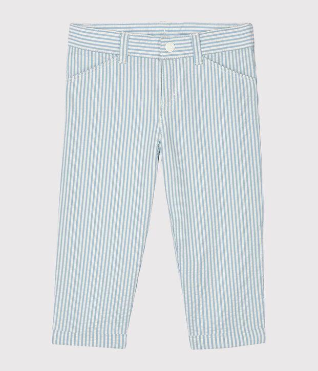 Baby-Hose in Seersucker f&uuml;r Jungen blau/weiss