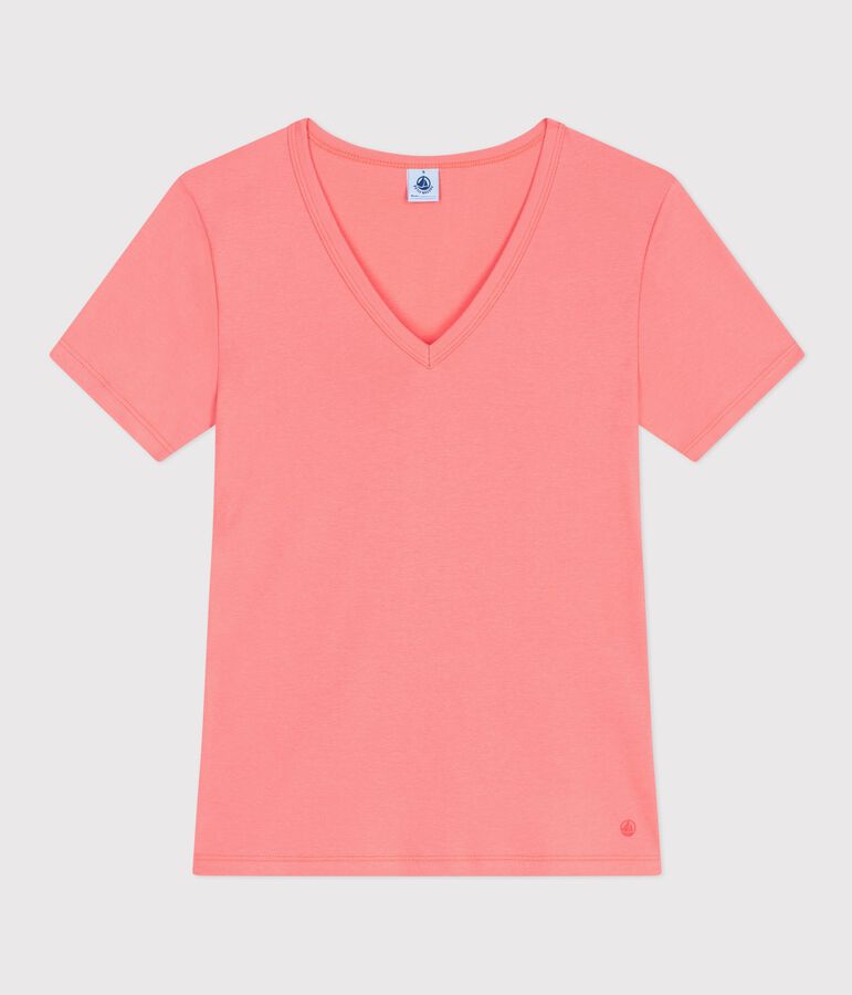 Kurz&auml;rmeliges Damen T-Shirt aus einfarbiger Baumwolle rosa