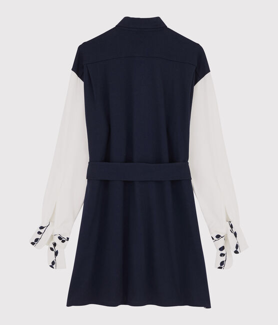 Hemdkleid für Damen Christoph Rumpf x Petit Bateau blau SMOKING/weiss MARSHMALLOW