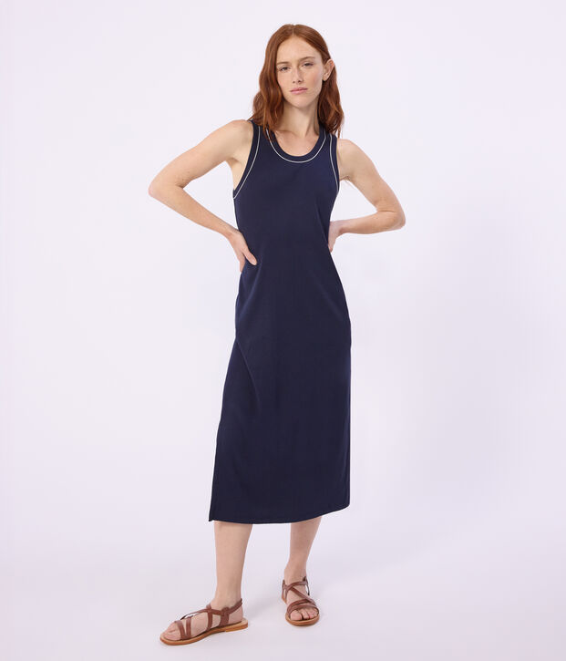 Langes Damen Tanktop-Kleid aus Baumwolle blau