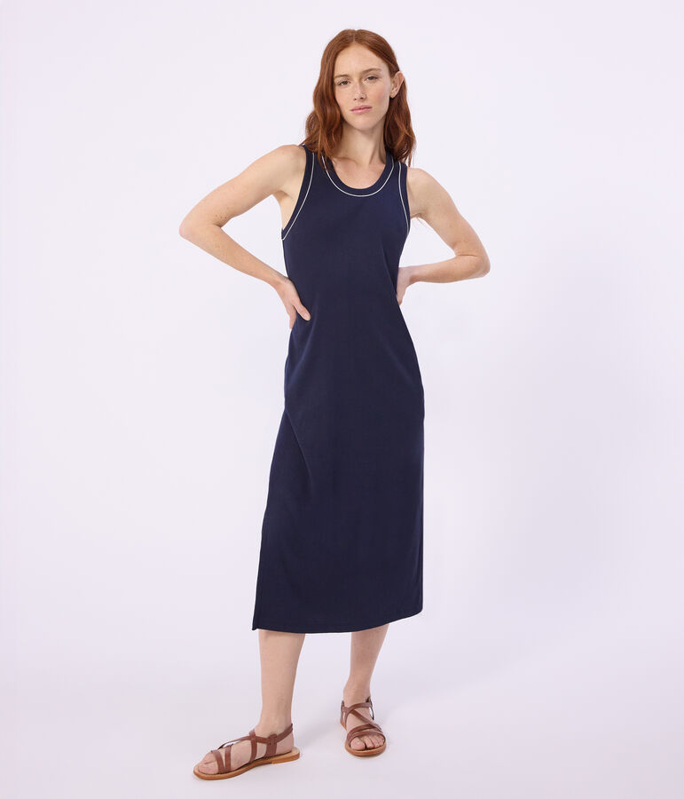 Langes Damen Tanktop-Kleid aus Baumwolle blau
