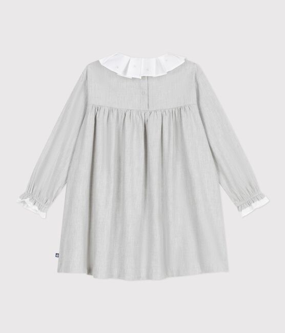 Langärmeliges Kinder-Kleid aus einfarbigem Flanell grau FUMEE CHINE