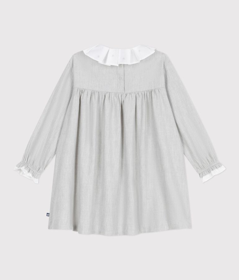 Lang&auml;rmeliges Kinder-Kleid aus einfarbigem Flanell grau
