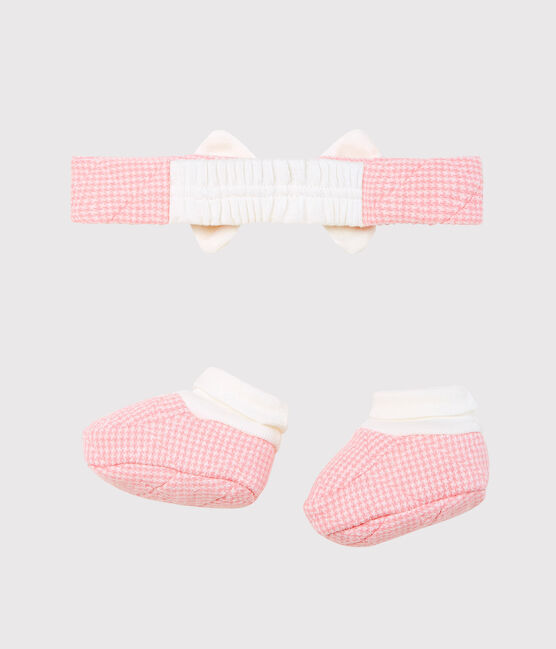 Set mit Haarband und Babyschuhen aus gestepptem Doppeljersey für Mädchen variante 1