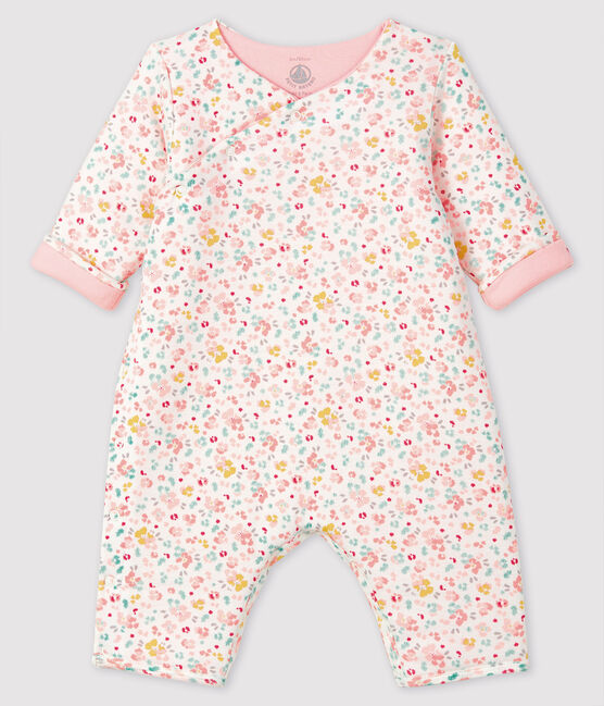 Langer Baby-Overall aus Rippstrick weiss MARSHMALLOW/weiss MULTICO