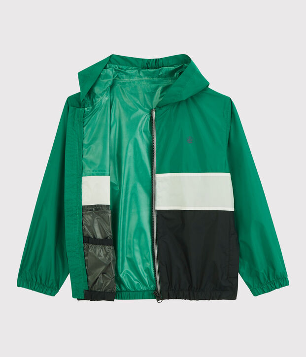 Kinder-Windjacke aus recyceltem Polyester f&uuml;r Jungen blau/gr&uuml;n