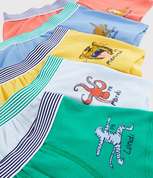 5er-Set Yoga-Boxershorts mit Tiermuster f&uuml;r kleine Jungen vielfarbig