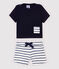 Baby-Ensemble aus T-Shirt/Shorts aus Baumwolle/Leinen für Jungen blau SMOKING/weiss MARSHMALLOW