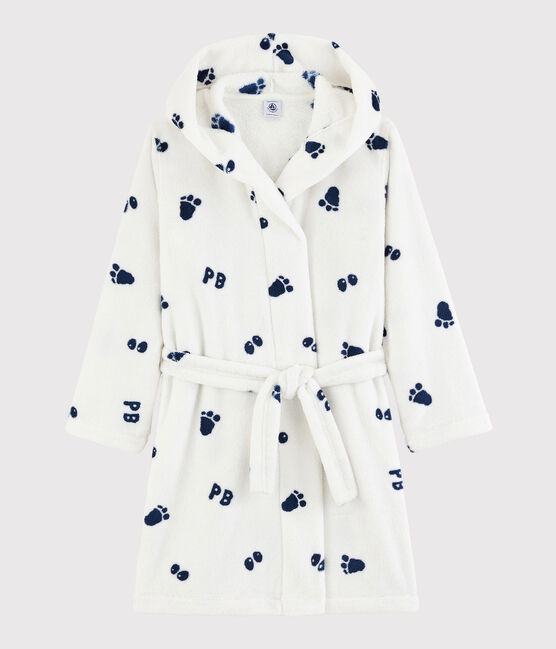 Fleece-Morgenmantel für Jungen weiss MARSHMALLOW/blau MEDIEVAL