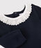 Langärmeliges Baby-Kleid für Mädchen weiss MARSHMALLOW/blau SMOKING