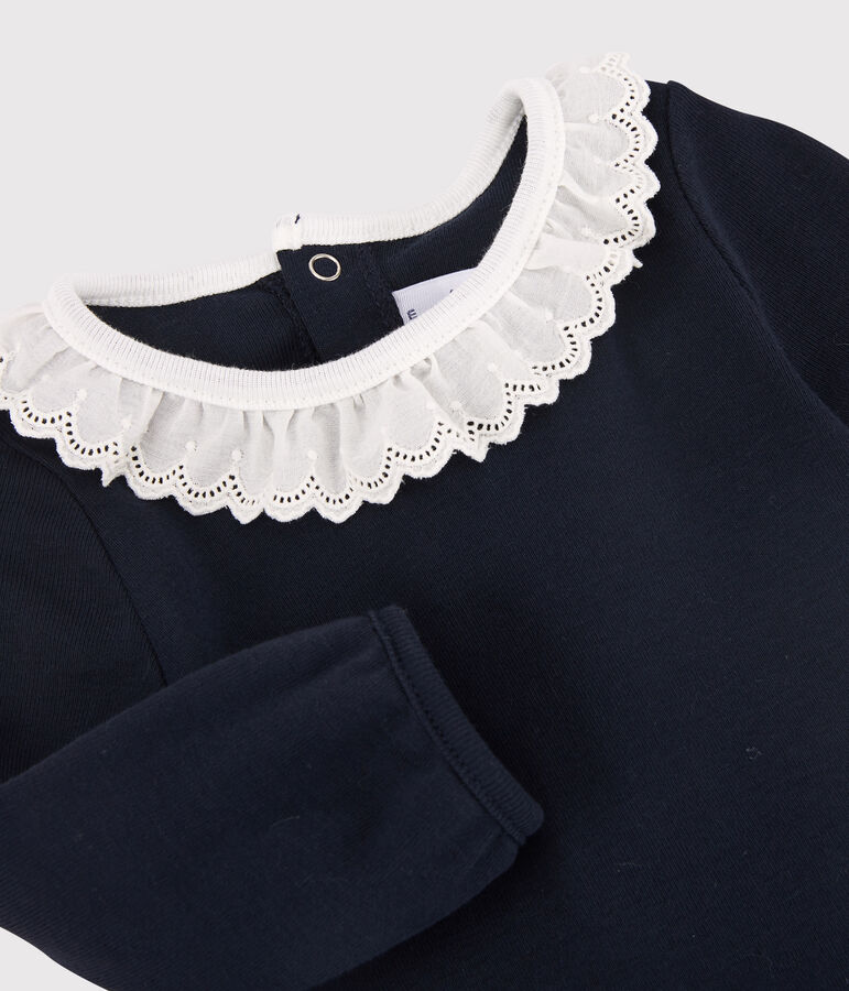 Lang&auml;rmeliges Baby-Kleid f&uuml;r M&auml;dchen weiss/blau