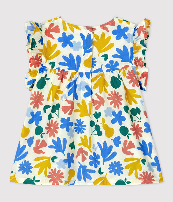Ärmellose Baby-Bluse aus Popeline mit Blumenmuster weiss MARSHMALLOW/weiss MULTICO