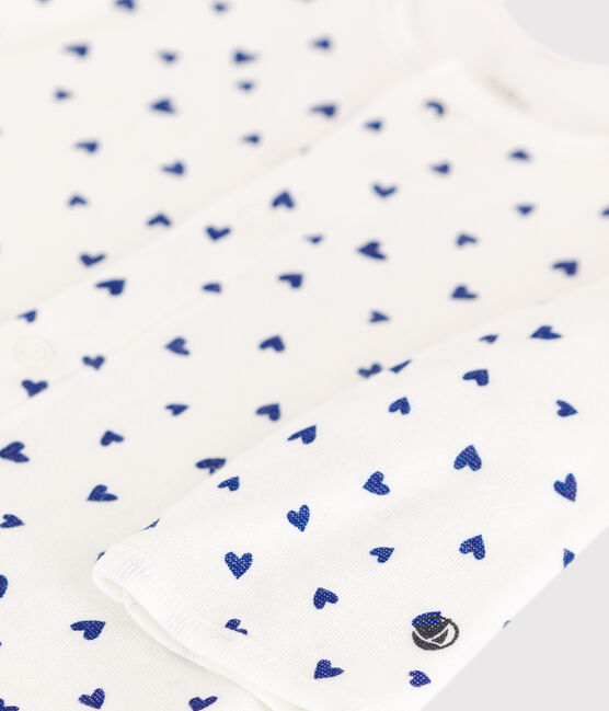 Baby-Bodyjama aus Doppeljersey mit Herzmotiv weiss MARSHMALLOW/ NEWBLEU