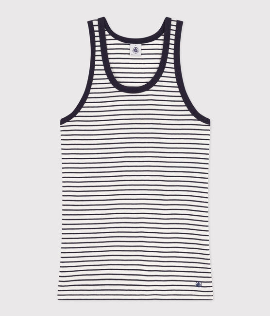 Damen-Tanktop L’Iconique aus gestreifter Baumwolle weiss MARSHMALLOW/blau SMOKING