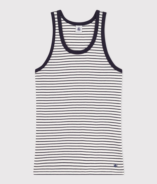 Damen-Tanktop L&rsquo;Iconique aus gestreifter Baumwolle weiss/blau