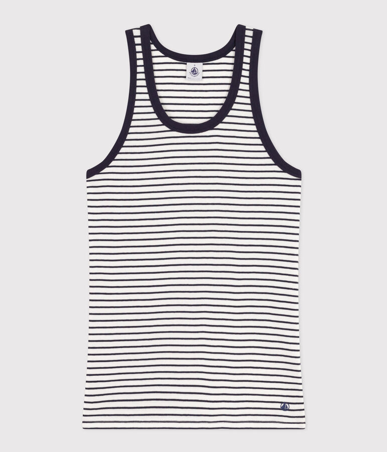 Damen-Tanktop L&rsquo;Iconique aus gestreifter Baumwolle weiss/blau