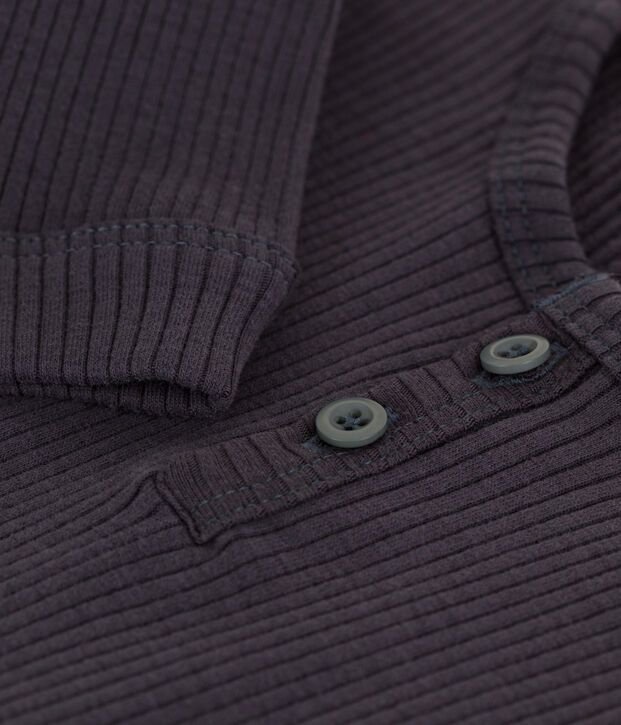 Lang&auml;rmeliges Baby-T-Shirt aus Rippstrick grau