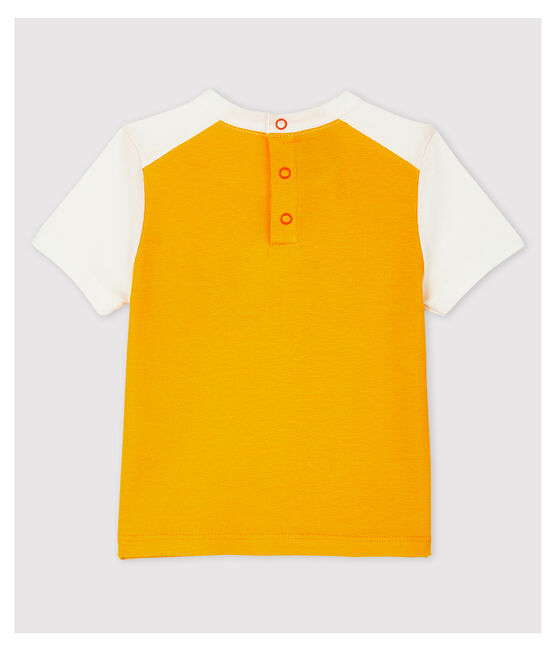 Kurzärmeliges Baby-T-Shirt aus Baumwolle für Jungen gelb TEHONI/weiss MARSHMALLOW